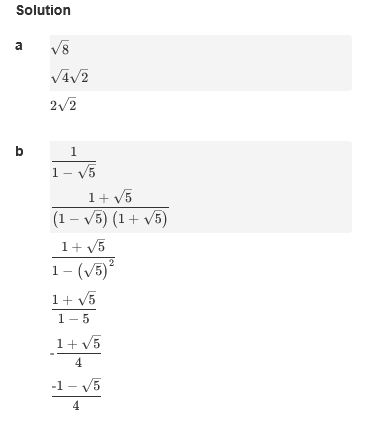 A worked solution for simplifying radicals